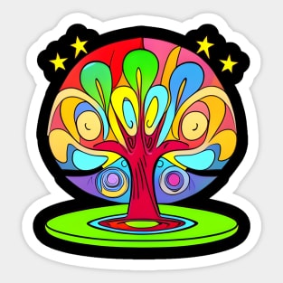 Vibrant 70s Style World Tree of Life (MD23ERD006b) Sticker